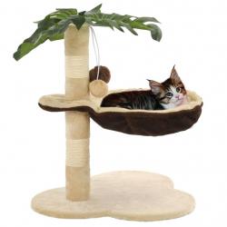Arbre à chat avec griffoir en sisal 50 cm Beige et Marron alsavelo