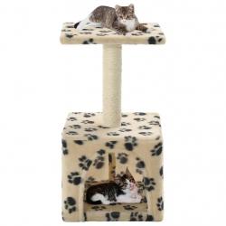 Arbre à chat avec griffoirs en sisal 55 cm Beige Motif de pattes alsavelo