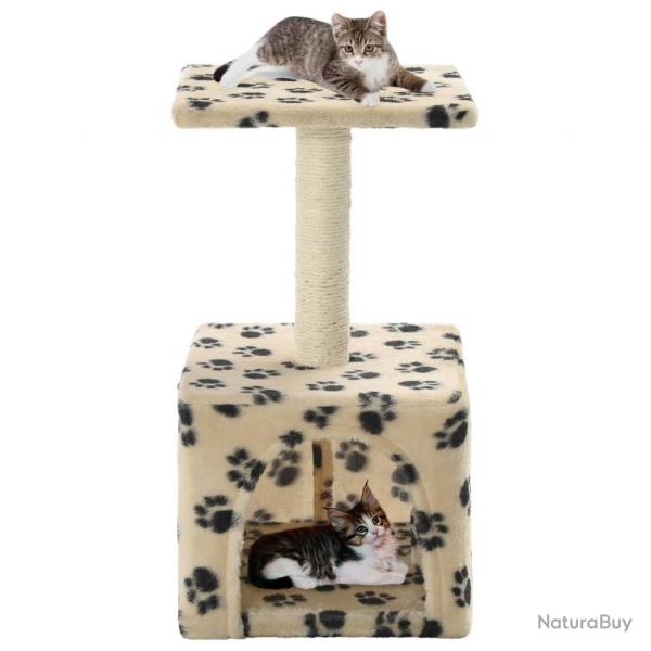 Arbre  chat avec griffoirs en sisal 55 cm Beige Motif de pattes alsavelo