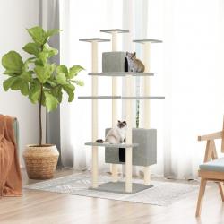 Arbre à chat avec griffoirs en sisal Gris clair 162 cm alsavelo