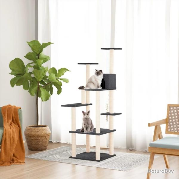 Arbre  chat avec griffoirs en sisal Gris fonc 153 cm alsavelo