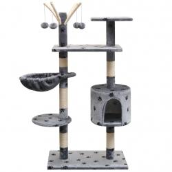 Arbre à chat et griffoir Sisal 125 cm Empreintes de pattes Gris alsavelo