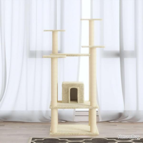 Arbre  chat avec griffoirs en sisal Crme 110 cm alsavelo