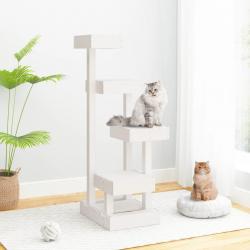 Arbre à chat Blanc 45,5x49x103 cm Bois de pin massif alsavelo