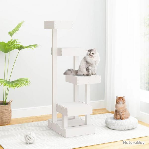 Arbre  chat Blanc 45,5x49x103 cm Bois de pin massif alsavelo