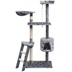 Arbre à chat et griffoir Sisal 150 cm Empreintes de pattes Gris alsavelo