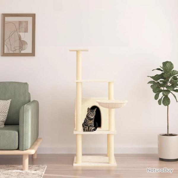 Arbre  chat avec griffoirs en sisal crme 132 cm alsavelo