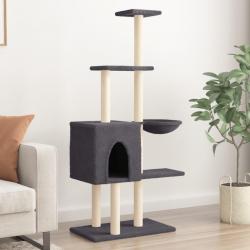 Arbre à chat avec griffoirs en sisal Gris foncé 145 cm alsavelo