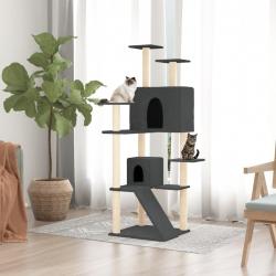 Arbre à chat avec griffoirs en sisal Gris foncé 153 cm alsavelo