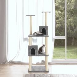 Arbre à chat avec griffoirs en sisal Gris clair 141 cm alsavelo