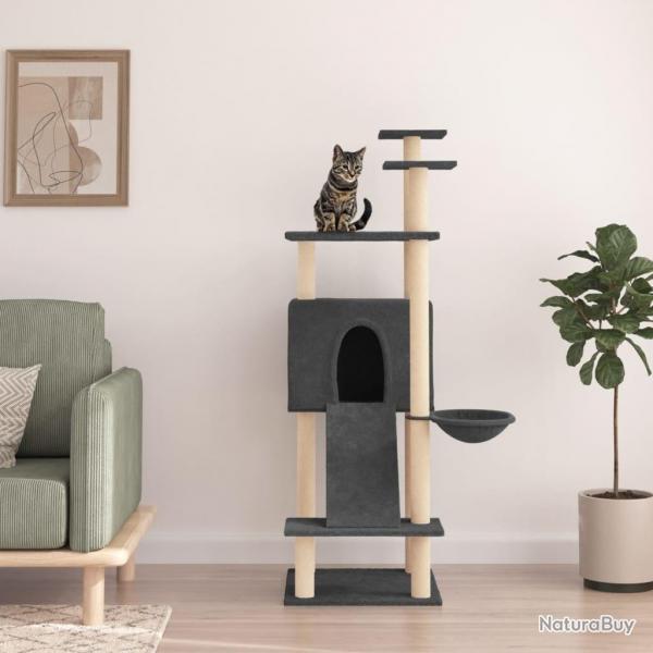 Arbre  chat avec griffoirs en sisal Gris fonc 153 cm alsavelo