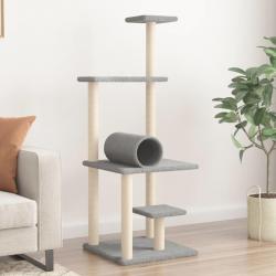 Arbre à chat avec griffoirs en sisal gris clair 136 cm alsavelo