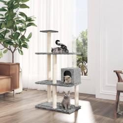 Arbre à chat avec griffoirs en sisal Gris clair 119 cm alsavelo