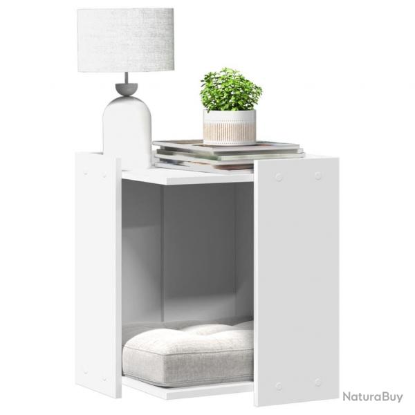 Meuble de bac  litire pour chat blanc bois d'ingnierie alsavelo