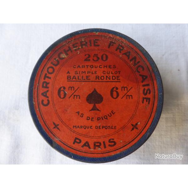 Ancienne boite de 250 cartouches simple culot balle ronde 6mm neuve