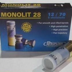 Boite de 5 cartouches DDUPLEKS Monolit 28 cal 12/70, balle de 28grs