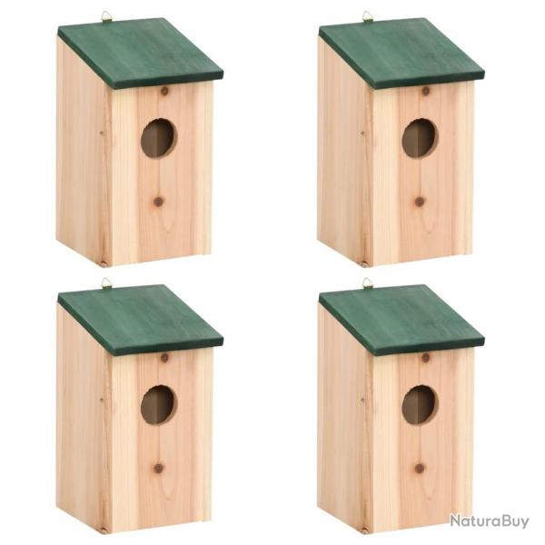 4 pcs Nichoirs Bois 12x12x22 cm alsavelo