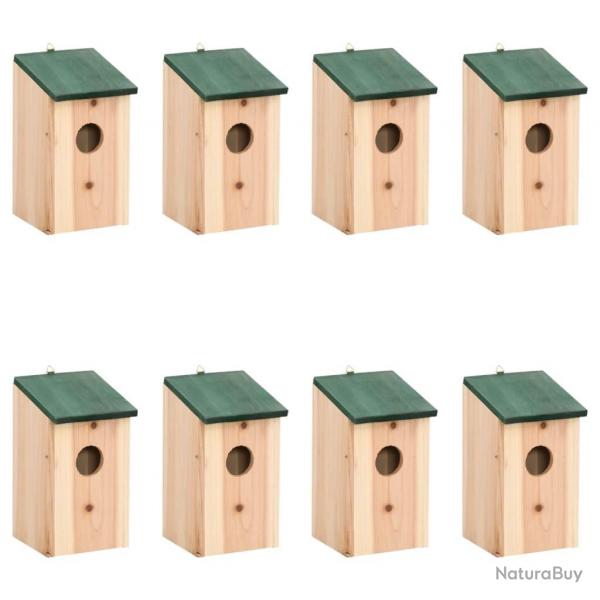 Nichoirs 8 pcs Bois 12x12x22 cm alsavelo
