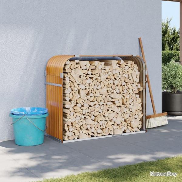 Porte-bches marron clair 120x45x100 cm acier galvanis alsavelo