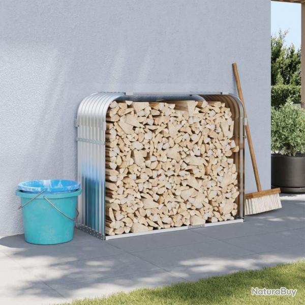 Porte-bches argent 120x45x100 cm acier galvanis alsavelo