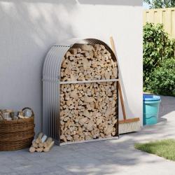 Porte-bûches argenté 80x45x120 cm acier galvanisé alsavelo
