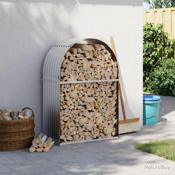 Porte-bches argent 80x45x120 cm acier galvanis alsavelo