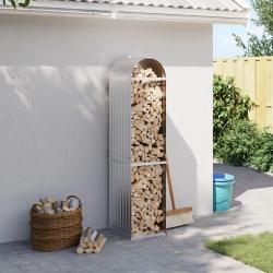 Porte-bûches argenté 40x45x170 cm acier galvanisé alsavelo