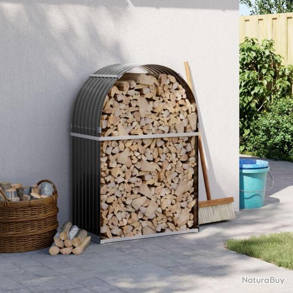 Porte-bches anthracite 80x45x120 cm acier galvanis alsavelo
