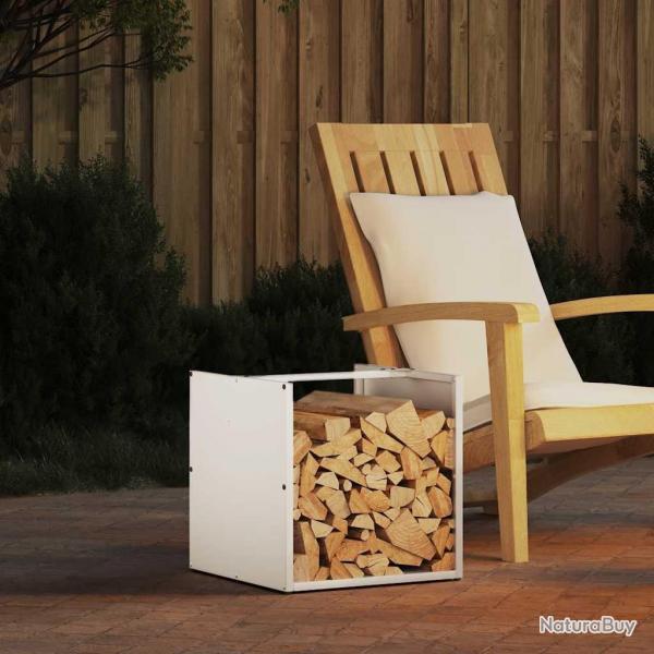 Portant de bois chauffage blanc 40x40x40 cm alsavelo