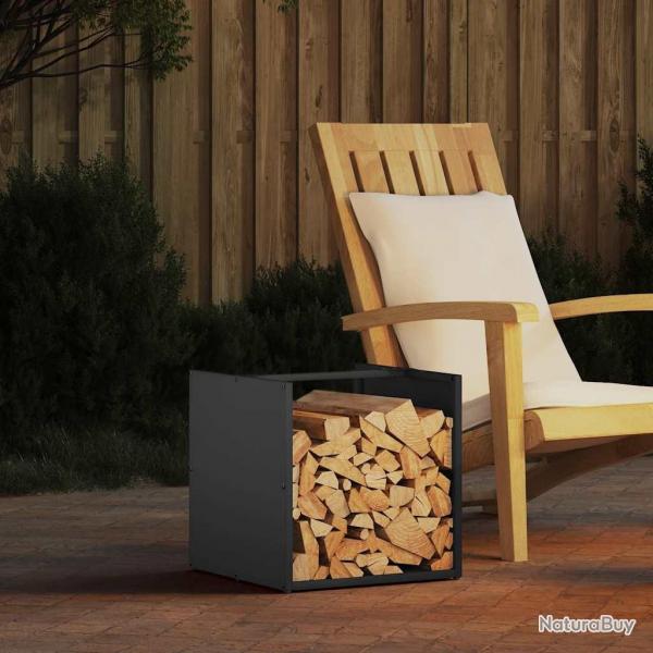 Portant de bois chauffage noir 40x40x40 cm alsavelo