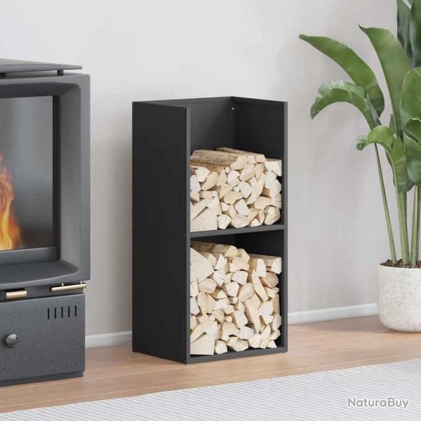 Portant de bois chauffage noir 40x30x80 cm alsavelo
