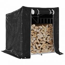 Portant de bois de chauffage et housse de pluie acier galvanisé alsavelo