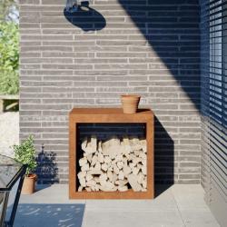 Étagère à bois 60x40x60 cm acier résistant aux intempéries alsavelo