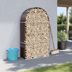 Porte-bûches marron 120x45x210 cm acier galvanisé alsavelo