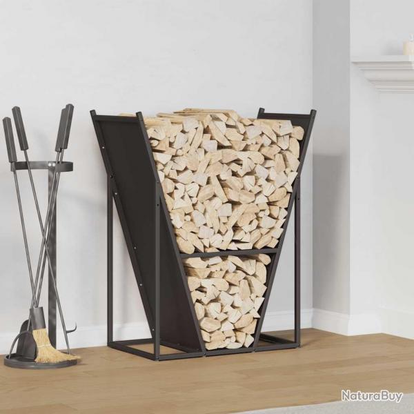 Portant de bois chauffage noir 69,5x35x81 cm alsavelo