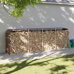 Porte-bûches marron 300x45x100 cm acier galvanisé alsavelo