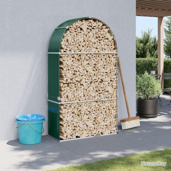 Porte-bches vert 120x45x210 cm acier galvanis alsavelo