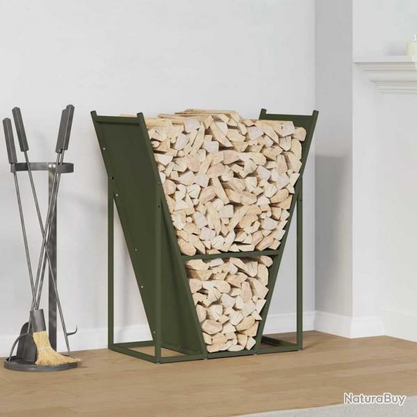 Portant de bois chauffage vert olive 69,5x35x81 cm alsavelo