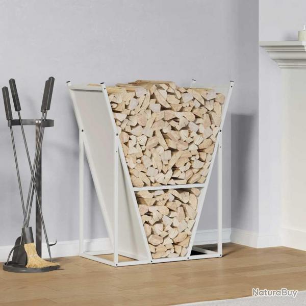 Portant de bois chauffage blanc 69,5x35x81 cm alsavelo