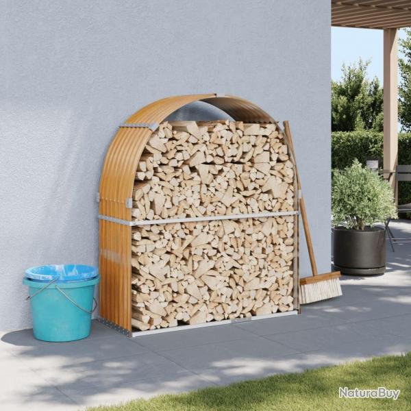 Porte-bches marron clair 120x45x140 cm acier galvanis alsavelo