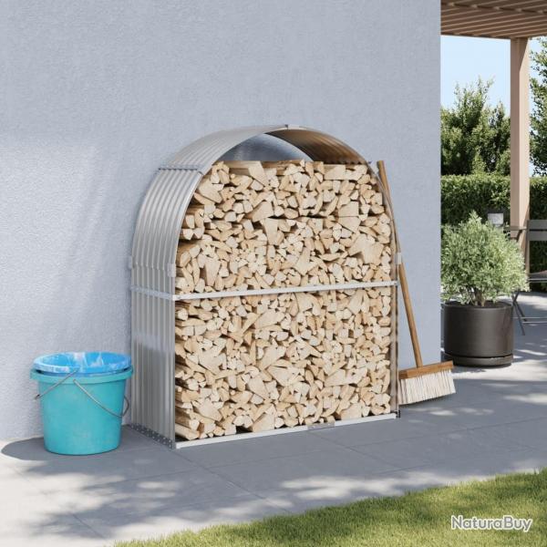 Porte-bches gris clair 120x45x140 cm acier galvanis alsavelo