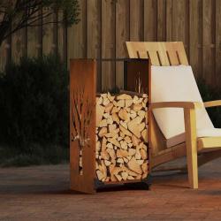 Étagère à bois 40x30x80 cm acier résistant aux intempéries alsavelo