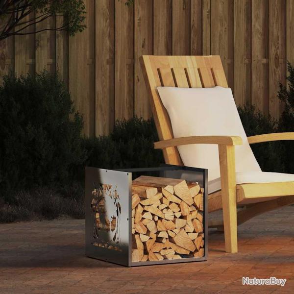 Portant de bois de chauffage 40x40x40 cm acier inoxydable alsavelo