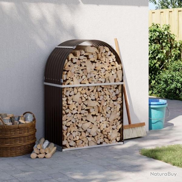 Porte-bches marron 80x45x120 cm acier galvanis alsavelo