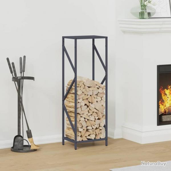 Portant de bois chauffage anthracite 34x25x100 cm alsavelo