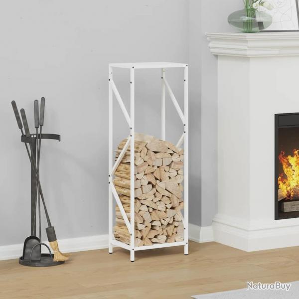 Portant de bois chauffage blanc 34x25x100 cm alsavelo