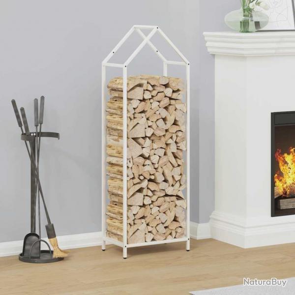 Portant de bois chauffage blanc 40x25x120 cm alsavelo