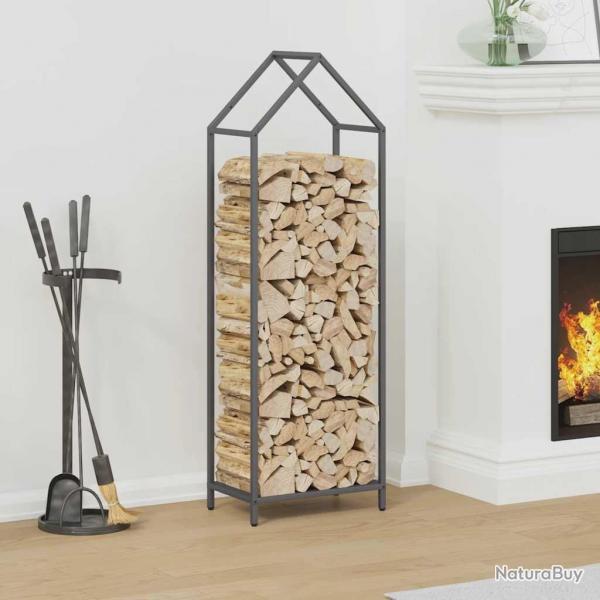 Portant de bois chauffage anthracite 40x25x120 cm alsavelo