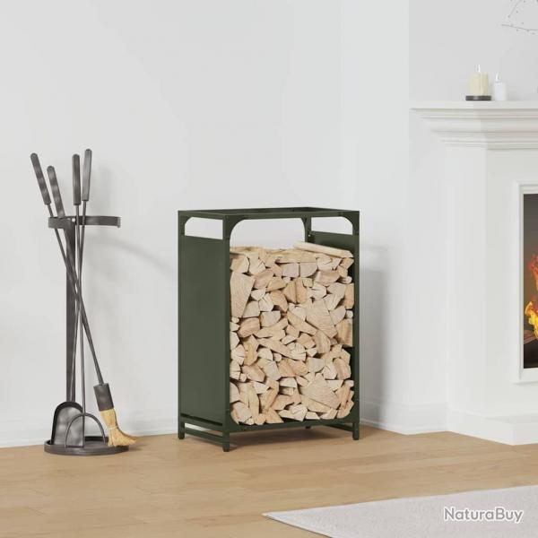 Portant de bois chauffage vert olive 44x28x65 cm alsavelo