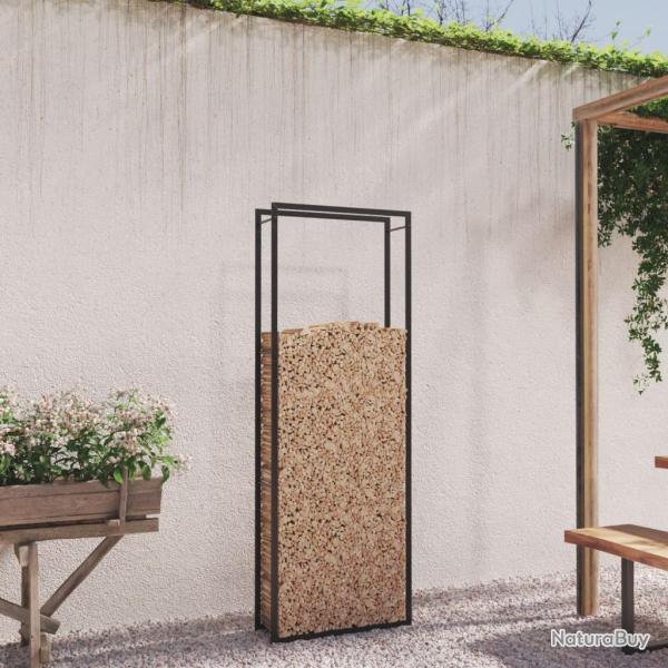 Portant de bois de chauffage Noir mat 80x28x222 cm Acier alsavelo